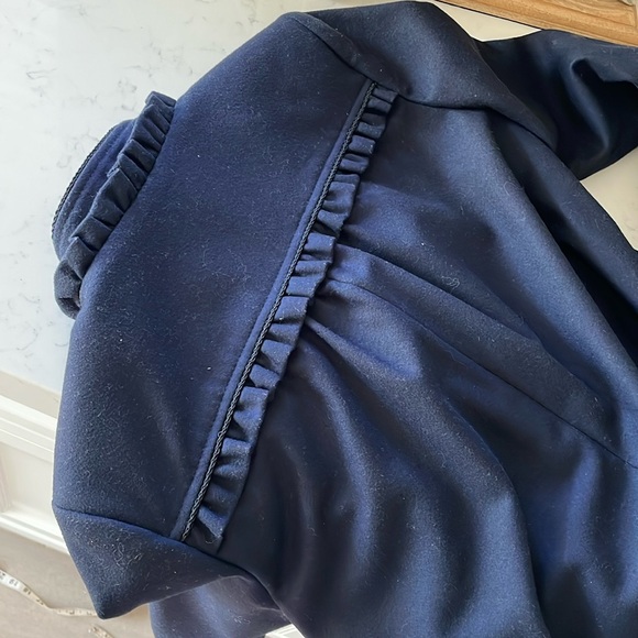 French Connection wool navy coat/jacket with black piping - Picture 7 of 17